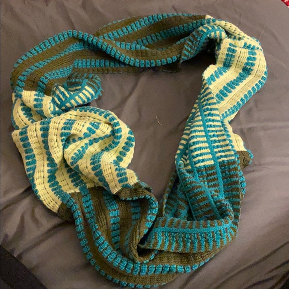 Green and teal infinity scarf